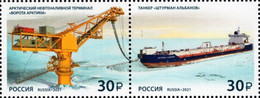 Russia - 2021 - Merchant Fleet Of Russia - Oil Terminal And Tanker - Mint Stamp Set - Ongebruikt