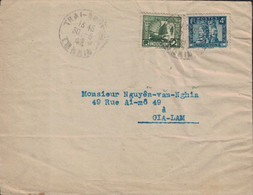 TONKIN - THAN-NGUYEN - 30-5-1942 - AFFRANCHISSEMENT A 6c POUR GIA-LAM. - Lettres & Documents