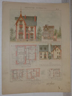 RARE ET ANCIEN DOCUMENT PLAN ARCHITECTE ARCHITECTURE NOUVELLE 1900 MAISON VILLA A LARDY SEINE ET OISE - Architecture