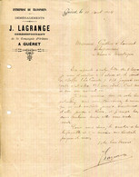 FACTURE.23.CREUSE.GUERET.ENTREPRISE DE TRANSPORTS.J.LAGRANGE CORRESPONDANT DE LA COMPAGNIE D'ORLEANS. - Transport