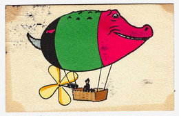 CPA Illustrateur M.M. Vienne M. MUNK N° 423 : Crocodile Montgolfière - Circulée - 2 Scans - Vienne