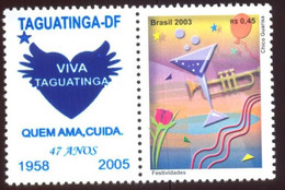 CITY - 47 YEARS OF THE CITY OF TAGUATINGA - BRASILIA - HEART - Personalized Stamps