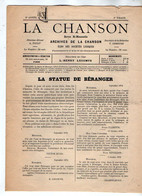 VP18.980 - PARIS 1879 - ¨ LA CHANSON ¨ Revue Bi - Mensuelle - La Statue De BERANGER ( Ami De Victor HUGO ) - Tijdschriften - Voor 1900