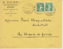 Schweiz GM2,  1911, Brief Zu. 123 II, Von Biel Nach La Chaux-de-fonds, Siehe Scans! - Brieven En Documenten