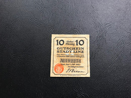 Notgeld - Billet Necéssité Allemagne - 10 Pfennig - Linz - 1 Juillet 1920 - Unclassified