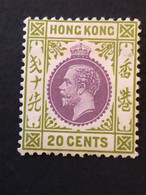 HONG KONG SG 107  20c Purple And Sage Green  MH* - Unused Stamps