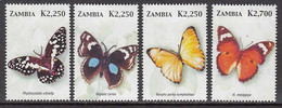 2005 Zambia Butterflies Papillons Complete Set Of 4 MNH - Zambie (1965-...)