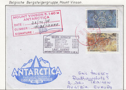 Mount Vinson 1995 Cover Climber H. Detienne 23/12/95 Signature  (AB217B) - Brieven En Documenten