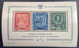 1946 Mi Block 9 VF MNH** BIE Souvenir Sheet Bureau International D’ Education (Poland Polen Pologne UN UNO Bloc11 BF - Blocs & Hojas