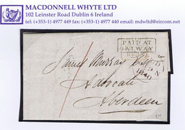 Ireland Galway Uniform Penny Post 1840 Boxed PAID AT/GALWAY On Letter To Aberdeen - Prephilately