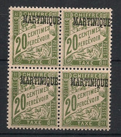 MARTINIQUE - 1927 - Taxe TT N°Yv. 3 - Type Duval 20c Olive - Bloc De 4 - Neuf Luxe ** / MNH / Postfrisch - Impuestos