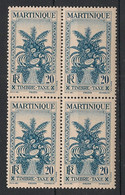 MARTINIQUE - 1933 - Taxe TT N°Yv. 14 - 20c Bleu - Bloc De 4 - Neuf Luxe ** / MNH / Postfrisch - Impuestos