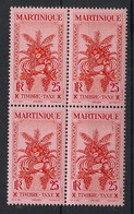 MARTINIQUE - 1933 - Taxe TT N°Yv. 15 - 25c Rouge - Bloc De 4 - Neuf Luxe ** / MNH / Postfrisch - Portomarken