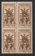 MARTINIQUE - 1933 - Taxe TT N°Yv. 18 - 50c Brun - Bloc De 4 - Neuf Luxe ** / MNH / Postfrisch - Postage Due