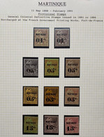 Colonies Martinique Série Du N°7 à 18 * (sauf 9 & 15 Bien Sur) Très Frais & TTB Cote Yvert : + 910 € - Neufs