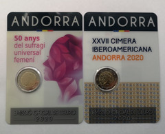 2 X 2 Euro ANDORRA 2020 IBEROAMERICANA Y SUFRAGIO - COINCARD - NEUF - NUEVAS - NEW 2€ - Andorre