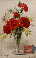 Catharina KLEIN - Cpa Illustrateur Illustrée - Bouquet D’œillets Dans Un Vase - Fleurs Flowers - Heureux Anniversaire - Klein, Catharina