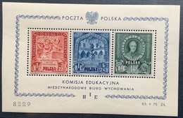 1946 Mi Block 9 XF MNH** BIE Souvenir Sheet Bureau International D’ Education(Poland Polen Pologne UNO UN Bloc 11 - Blocks & Sheetlets & Panes