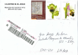 Portugal Registered Cover Judaica And Flowers Stamps - Cartas
