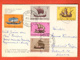 FO-19 San Marino 5 Timbres Sur Carte Postale   Circulé 1963 Vers La Suisse Grand Format - Cartas & Documentos