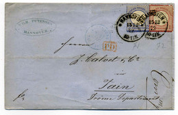 Lettre De HANNOVRE ( HANNOVER) + Marque D'entrée ALLEMAGNE PAG PARIS / 1872 - 1849-1876: Classic Period