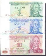 1994. Transnistria, Set Of 3 Banknotes 1 ,5,10Rub,  P-1/3, UNC - Moldawien (Moldau)