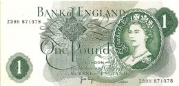 GREAT BRITAIN 1 POUND GREEN QEII HEAD FRONT WOMAN BACK MOTIF P.374g ND (1970-77) SIGN.JB PAGE READ DESCRIPTION !! - 1 Pound