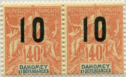 !!! DAHOMEY. N°39Aa, PAIRE AVEC SURCHARGE ESPACÉE TENANT À NORMAL, NEUVE * - Unused Stamps