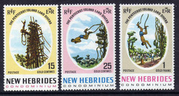 Nouvelles Hébrides N° 289 / 91 XX  Le Saut Du Gaul Les 3 Valeurs   Légende  Anglaise Sans Charnière TB - Unused Stamps