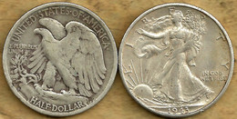 UNITED STATES USA 1/2 DOLLAR WALKING LIBERTY FRONT EAGLE BIRD BACK 1943 AG SILVER KM142? READ DESCRIPTION!! - 1916-1947: Liberty Walking (Libertà Che Cammina)