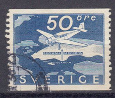 Suede 1936 Poste Aerienne Yvert 6 Oblitere. Inauguration De L'aeroport De Bromma - Gebruikt