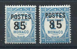 Monaco N°149+149a* (MH) 1937 - Timbre Taxe Surchargés "Normal Et Chiffres Espacés" - Unused Stamps