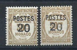 Monaco N°143+143a* (MH) 1937 - Timbre Taxe Surchargés "Normal Et Petit Zéro" - Unused Stamps