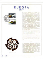 1853/4 Europa 1977 - Barrage De La Gileppe à Jalhay - L'embouchure De L'Yser à Nieuwpoort  (Or Fin 23 Carats) - Brieven En Documenten
