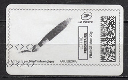 France - Frankreich Timbre Personnalisé Y&T N°MTEL LP20-13 - Michel N°BS(?) (o) - Stylo Plume Stylisé - Printable Stamps (Montimbrenligne)