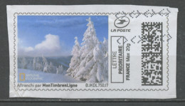 France - Frankreich Timbre Personnalisé Y&T N°MTEL LP20-15 - Michel N°BS(?) (o) - Paysage Enneigé - Printable Stamps (Montimbrenligne)