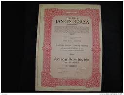 Action"Usines Jantes Braza"Herstal 1951 Bon état,avec Tous Les Coupons - Automobil