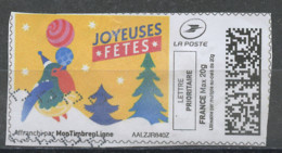 France - Frankreich Timbre Personnalisé Y&T N°MTEL LP20-18 - Michel N°BS(?) (o) - Joyeuses Fêtes - Printable Stamps (Montimbrenligne)