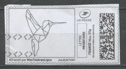 France - Frankreich Timbre Personnalisé Y&T N°MTEL LP20-27 - Michel N°BS(?) (o) - Oiseau En Origamie - Francobolli Stampabili (Montimbrenligne)