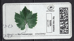 France - Frankreich Timbre Personnalisé Y&T N°MTEL LV20-004 - Michel N°BS(?) (o) - Feuille De Chêne - Druckbare Briefmarken (Montimbrenligne)