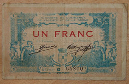 VALENCE ( 26 - DRÔME ) 1 Franc Chambre De Commerce 23 Février 1915 Série G N° 64800 - Chambre De Commerce