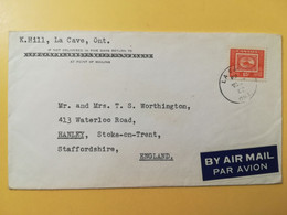 1953 BUSTA COVER AIR MAIL PAR AVION CANADA  BOLLO RIPRODUCTION OBLITERE' LA CAVE TO ENGLAND - Brieven En Documenten