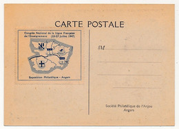 Congrès National De La Ligue Française De L'enseignement (23-27 Juillet 1947) - Vignette Au Dos Carte Phil. Cachet Tempo - Philatelic Fairs