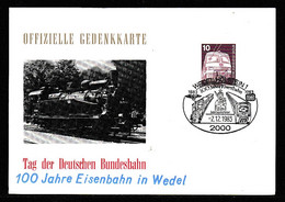 BRD: 1983, Sonderpostkarte, 100 J. Eisenbahn In Wedel / SStpl. WEDEL HOLSTEIN - Trains
