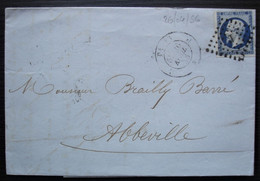 Paris J 1856 Cachet Sur N°14, Lettre Pour Abbeville - 1849-1876: Période Classique