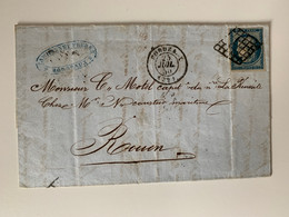 Lettre De Bordeaux Pour Rouen De 1850 Sur N°4 - 1849-1850 Ceres