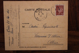 France 1943 Petain Cover Ww2 Voyagée Pour Varennes Sur Allier Pépiniériste - Cartoline Postali E Su Commissione Privata TSC (ante 1995)
