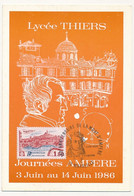 Carte Souvenir - Cachet Temporaire "150eme Anniversaire De La Mort D'Ampère - Lycée Thiers - Marseille - Juin 1986" - Commemorative Postmarks