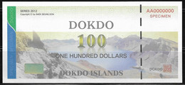 DOKDO ISLANDS  (SOUTH KOREA)  100 DOLLARS  UNC  2012  "SPECIMEN" - Korea, South