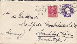 United States Uprated Postal Stationery Ganzsache BROOKLYN N.Y. 1933 Frankfurter GEWERBEKASSE FRANKFURT Germany - 1921-40